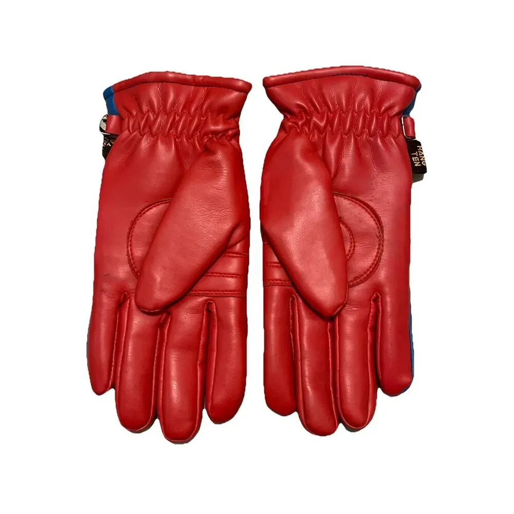 Hang Ten Gloves 70s 80s Ski Foam Insulated Womens Sz S Red Blue Silver Retro